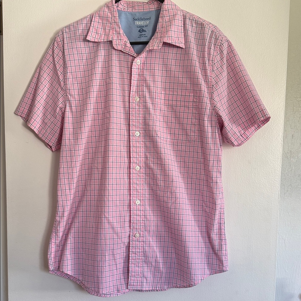 Saddlebred Pink Plaid Short-Sleeve Button-Down Shirt